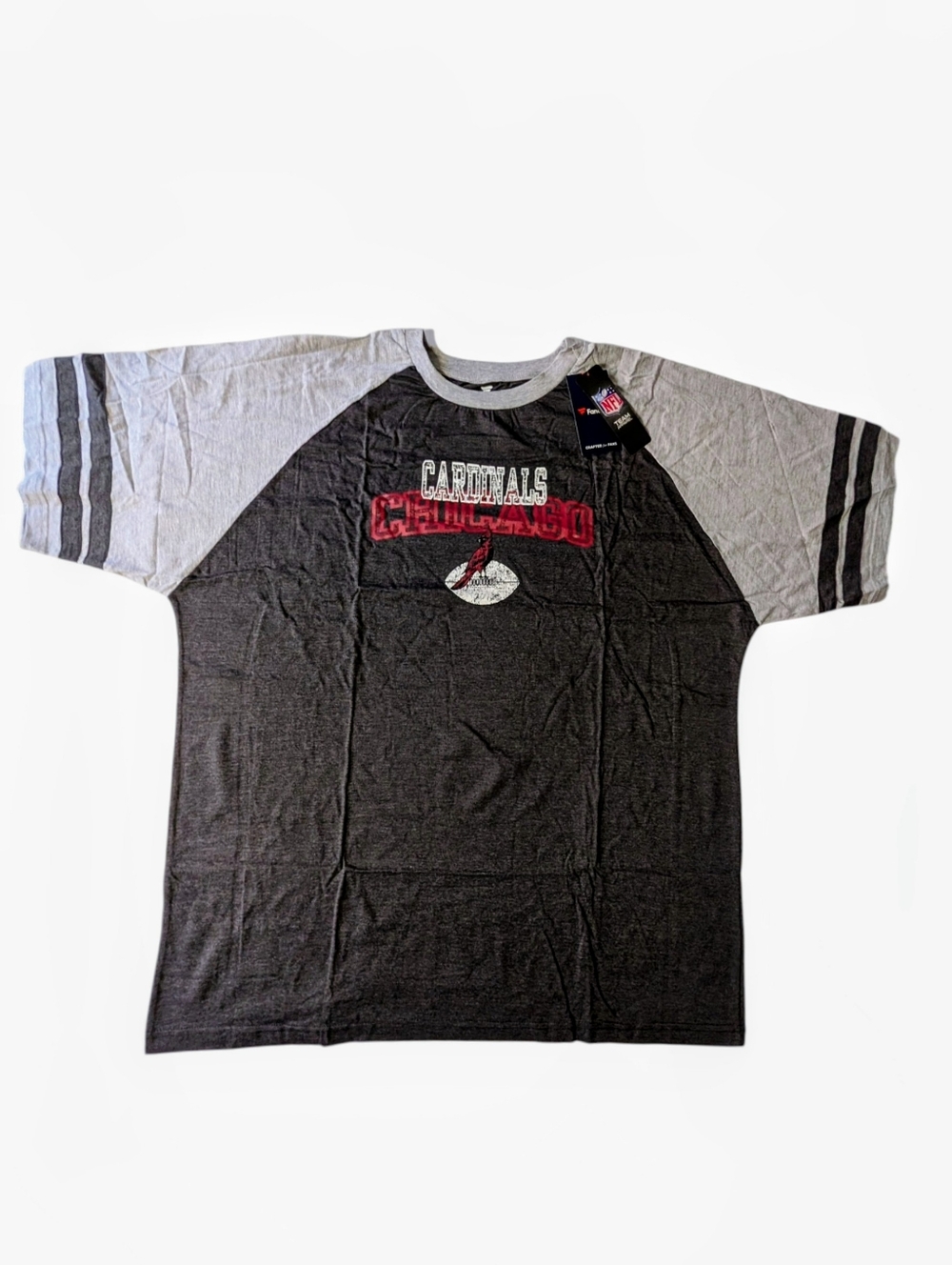 Chicago Cardinals Fanatics Throwback NFL T-Shirt Black Heather Gray Men 2XL NWT